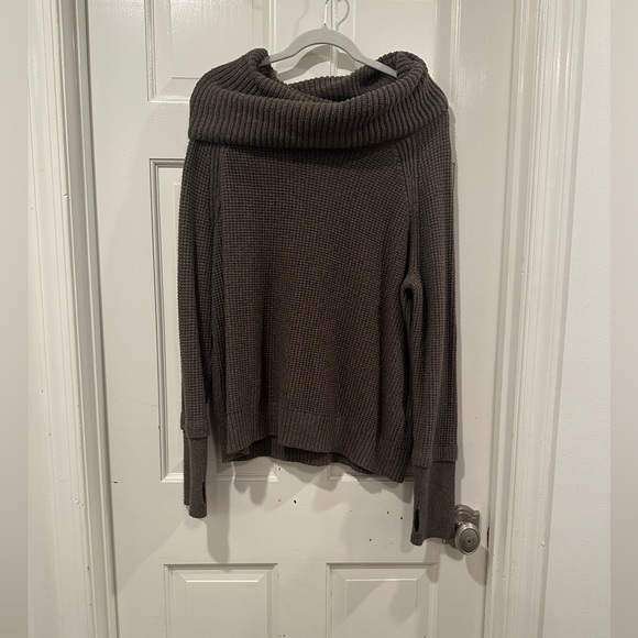 MARKET & SPRUCE Brown Cowl Neck Waffle Stitch Sweater Size XL Great Cond. - Picture 7 of 12